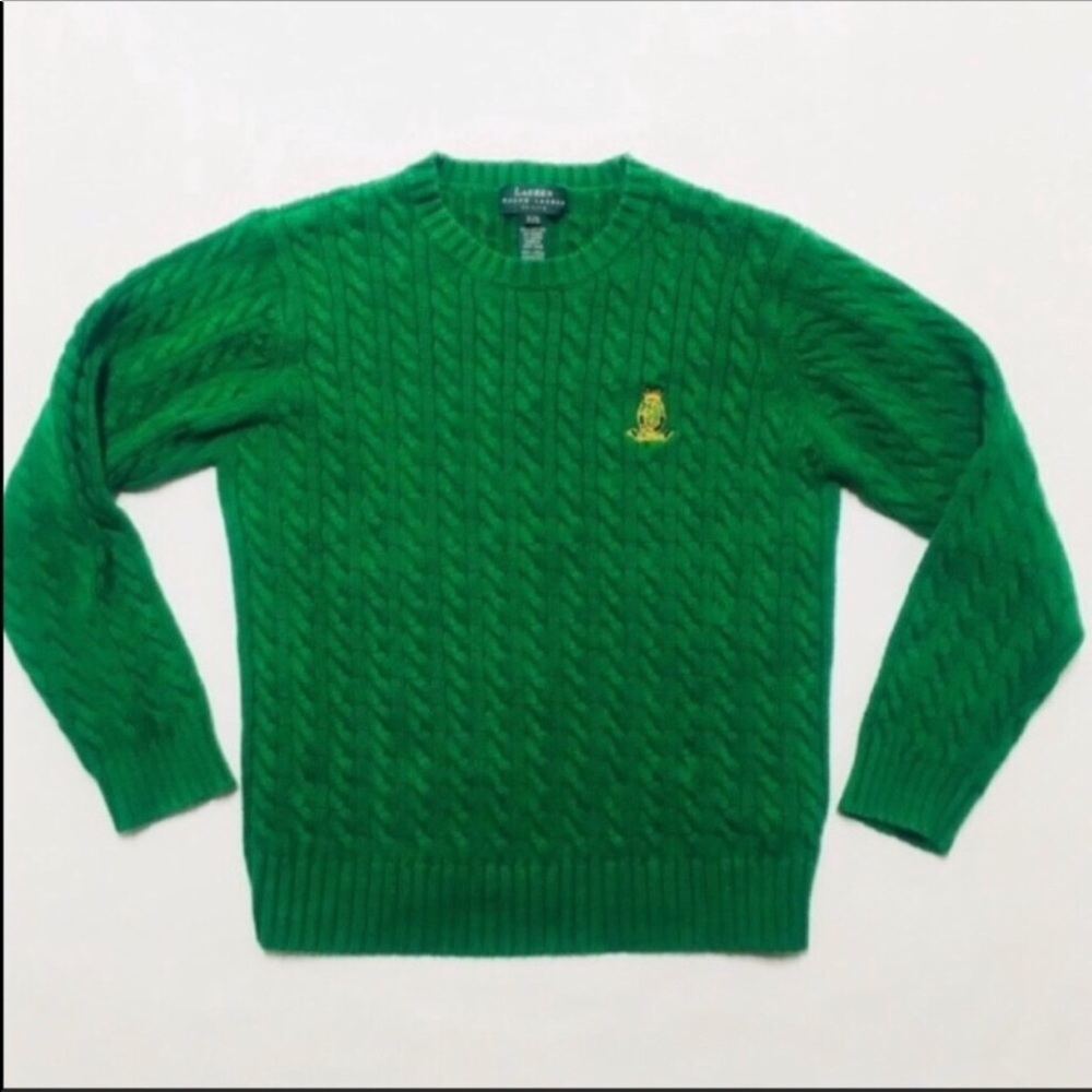 📸 Ralph Lauren kelly green monogram sweater S P